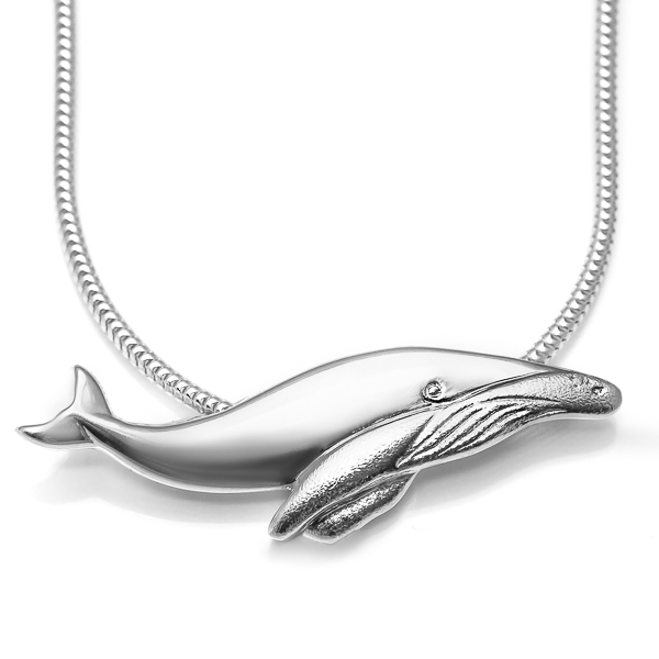 Sterling Silver Baby Humpback Whale Necklace by World Treasure