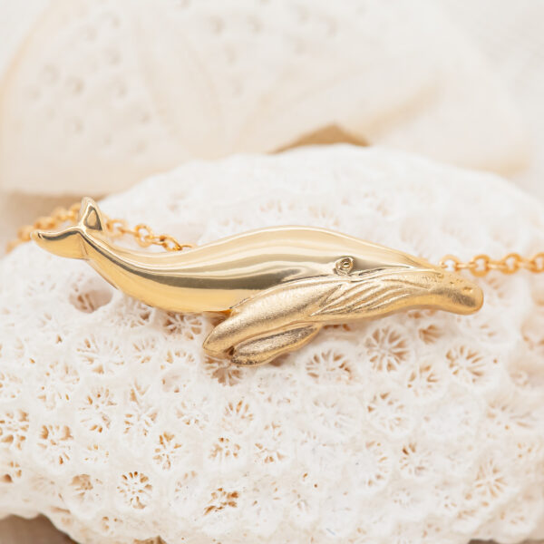 Baby Humpback Whale Necklace in Yellow Gold by World Treasure Designs