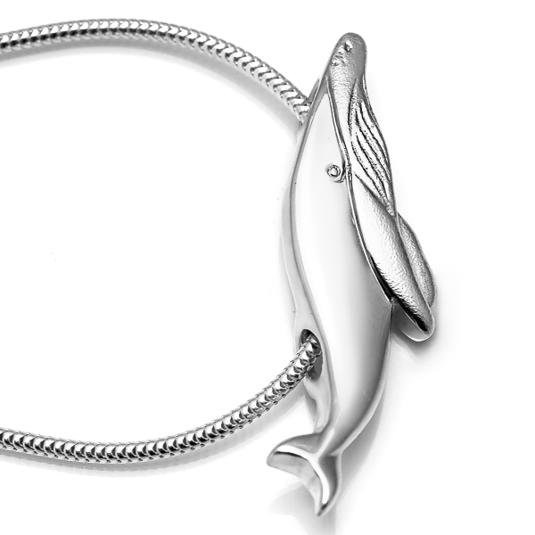 Silver Baby Humpback Whale Pendant by World Treasure