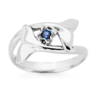 Sapphire Double Whale Tail Ring in Sterling Silver by World Treasure Designs