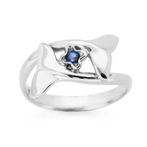 Sapphire Double Whale Tail Ring in Sterling Silver by World Treasure