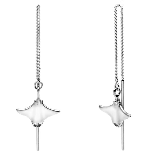 Manta Ray Thread Earrings in Sterling Silver by World Treasure Designs
