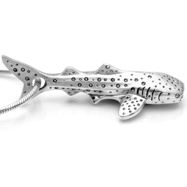 Whale Shark Necklace Side View in Sterling Silver by World Treasure Designs