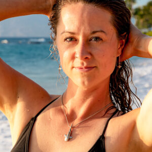 Whale Shark Necklace on a Model in Sterling Silver by World Treasure Designs