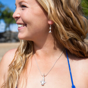 Whale Shark Pendant on Model in Sterling Silver by World Treasure Designs