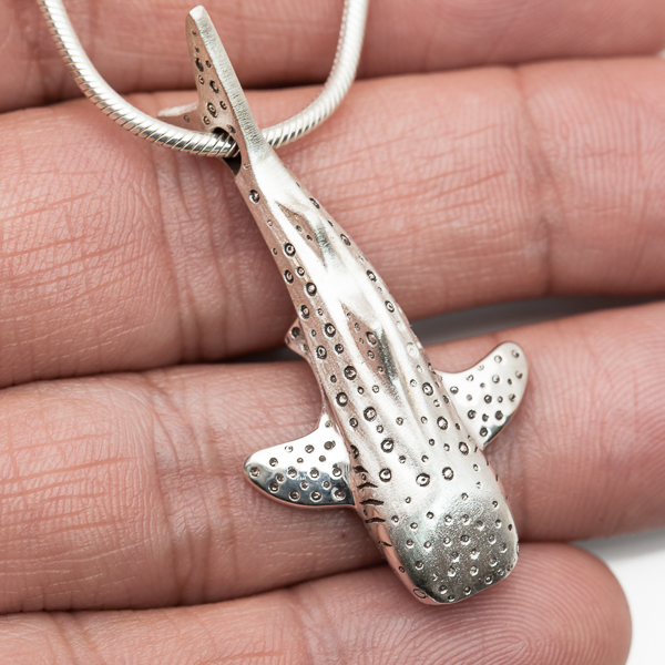 Silver Whale Shark Pendant Necklace by World Treasure Designs