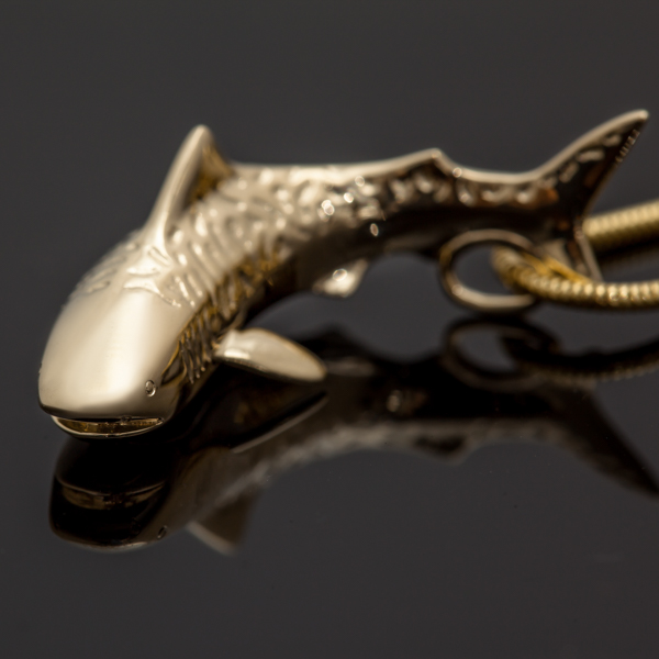 Gold Tiger Shark Pendant by World Treasure