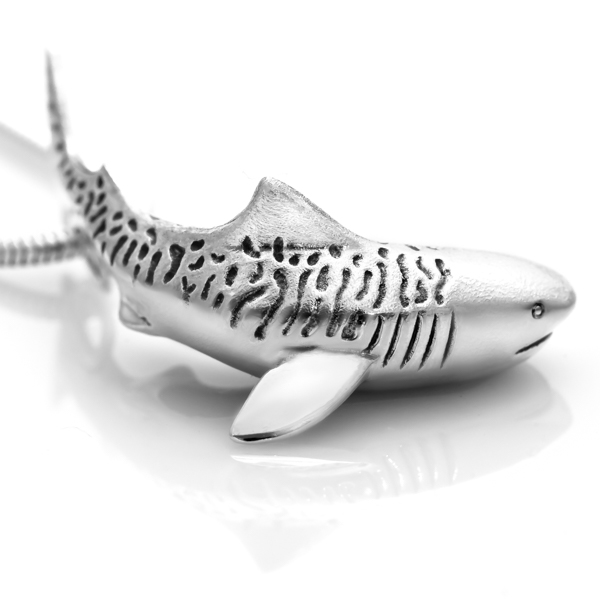 Sterling Silver Tiger Shark Necklace by World Treasure Designs