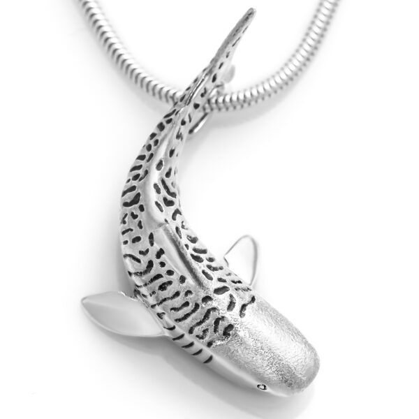 Sterling Silver Tiger Shark Pendant Necklace by World Treasure Designs
