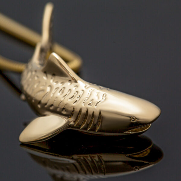 Gold Tiger Shark Jewelry Necklace by World Treasure