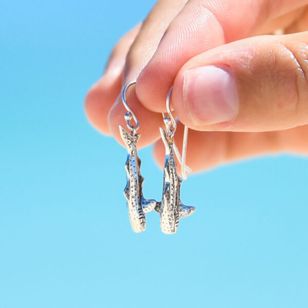 Whale Shark Earrings in Sterling Silver by World Treasure Designs