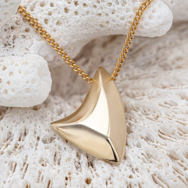 Anti-Finning Shark Fin Necklace Yellow Gold by World Treasure Designs