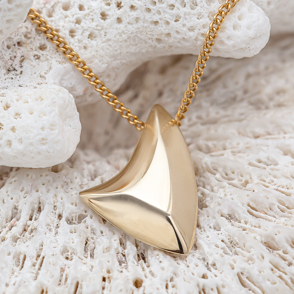 white gold shark necklace