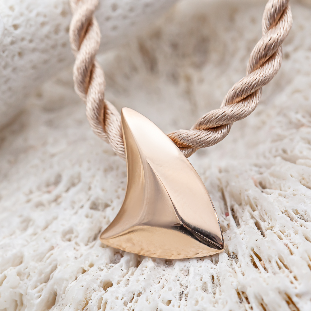 Anti-Finning Shark Fin Necklace Rose Gold by World Treasure Designs