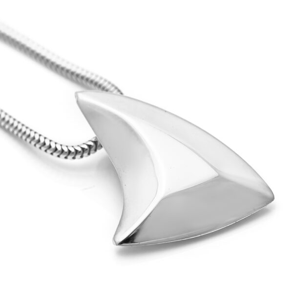 Silver Anti-Finning Shark Fin Pendant Necklace by World Treasure Designs