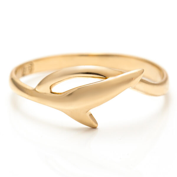 Gold Anti-Finning Shark Tail Ring by World Treasure Designs