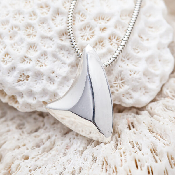 Sterling Silver Anti-Finning Shark Fin Necklace by World Treasure Designs