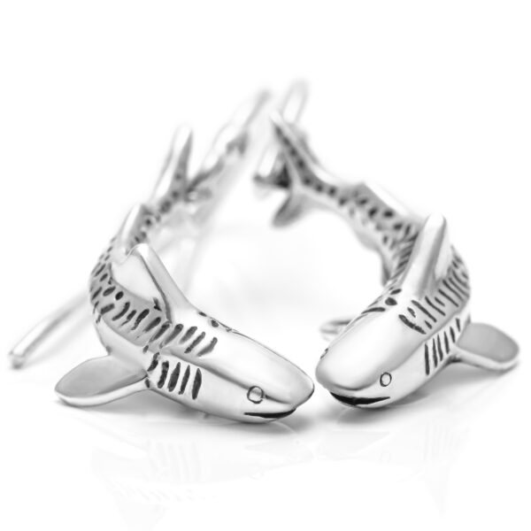 Sterling Silver Tiger Shark Earrings by World Treasure Designs