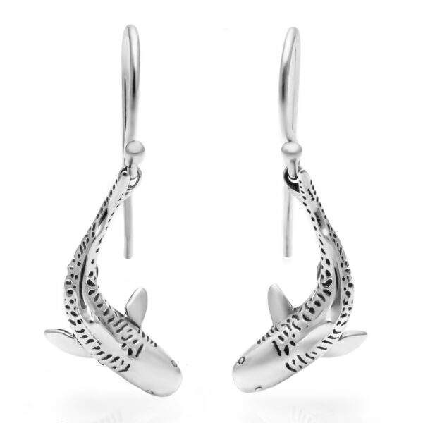 Silver Tiger Shark Earrings Ocean Inspired by World Treasure Designs