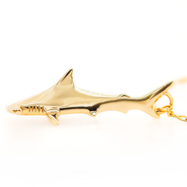 Hammerhead Shark Necklace in Yellow Gold by World Treasure Designs