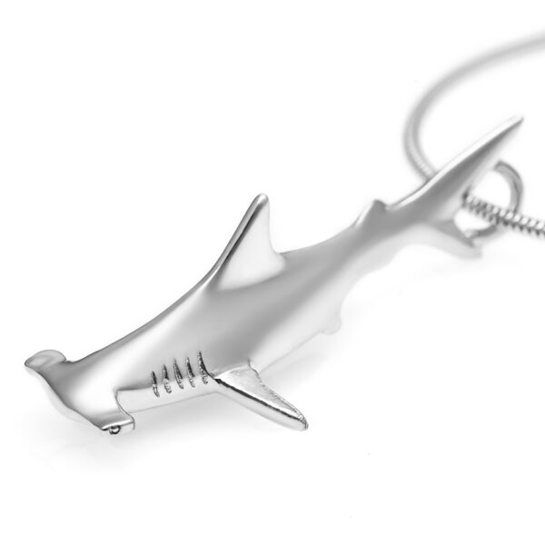 Silver Hammerhead Shark Pendant Necklace by World Treasure Designs Jewellery