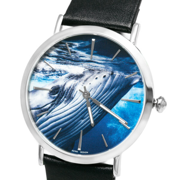 Humpback Whale Ocean Watch Black Leather by World Treasure Designs