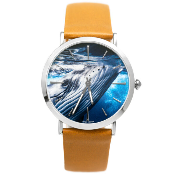 Humpback Whale Ocean Watch Brown Leather by World Treasure Designs