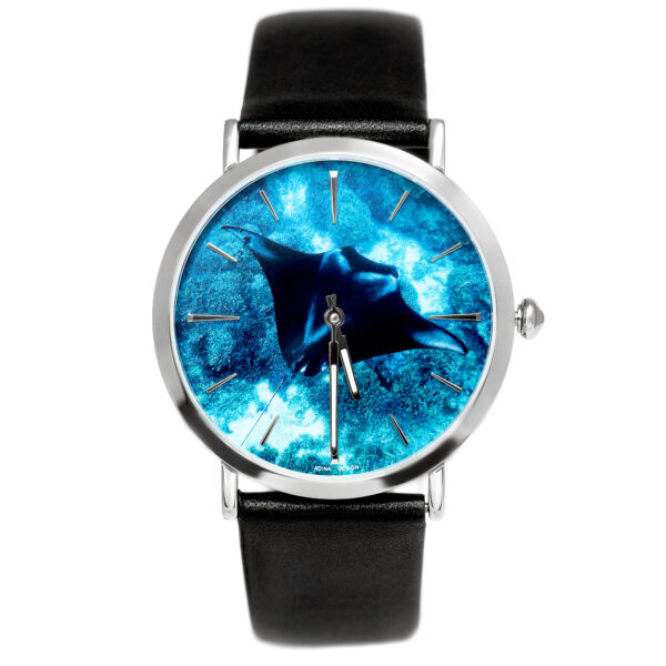Manta Ray Ocean Watch Black Leather by World Treasure Designs
