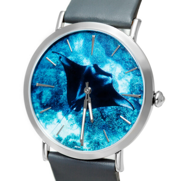 Manta Ray Ocean Watch Gray strap by World Treasure Designs