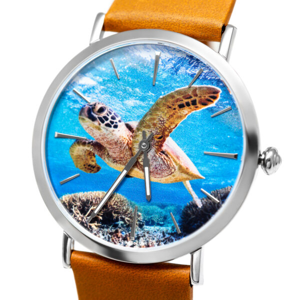 Sea Turtle Ocean Watch with Brown Strap by World Treasure Designs
