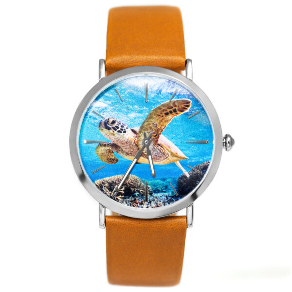 Sea Turtle Ocean Watch with Brown Strap by World Treasure Designs