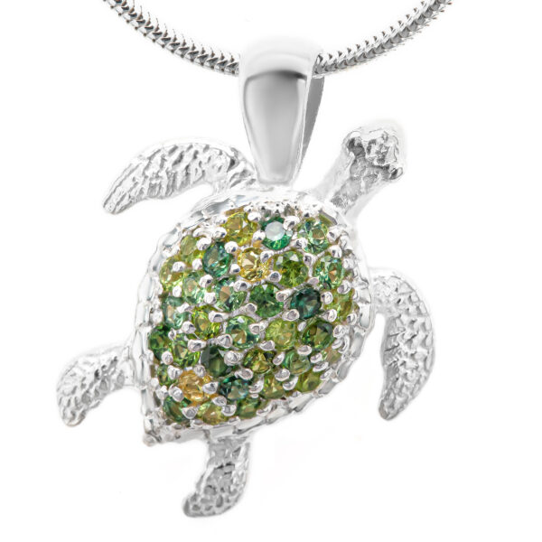 Sea Turtle Multi Sapphire in Sterling Silver by World Treasure Designs