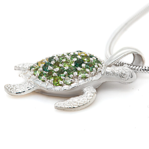 Sea Turtle Necklace with Green Sapphires by World Treasure Designs