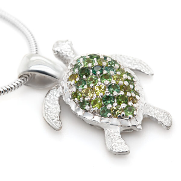 Silver Sea Turtle Sapphire Necklace by World Treasure Designs