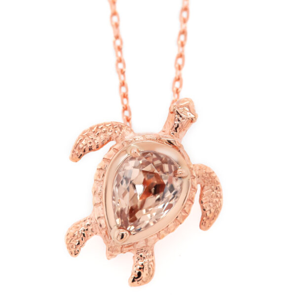 Rose Gold Sea Turtle Zircon Necklace by World Treasure Designs