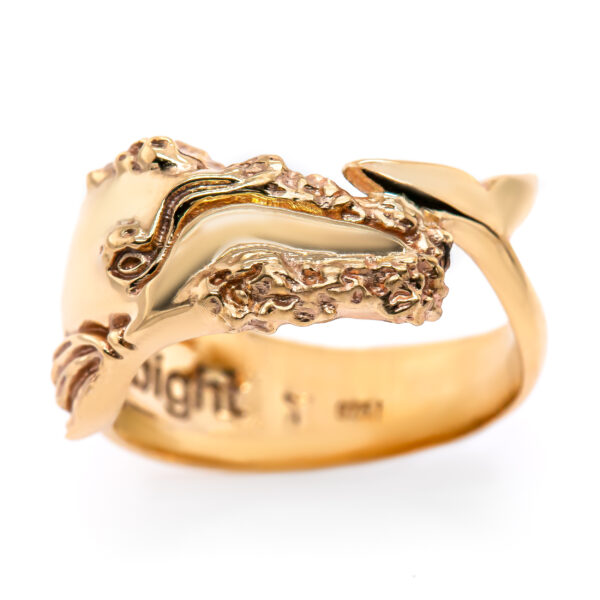 Gold Southern Right Whale Fight for the Bight Ring in Gold by World Treasure Designs
