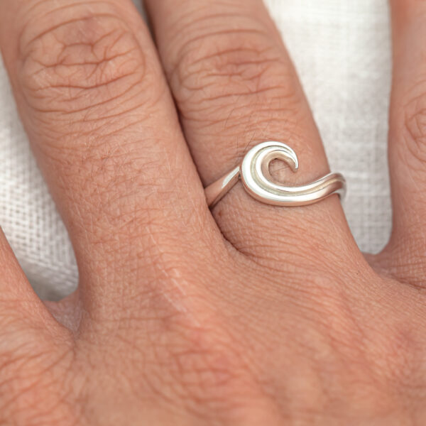 Ocean Wave Ring in Silver by World Treasure Designs