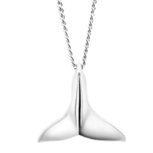 Silver Tiny Whale Tail Necklace by World Treasure Designs