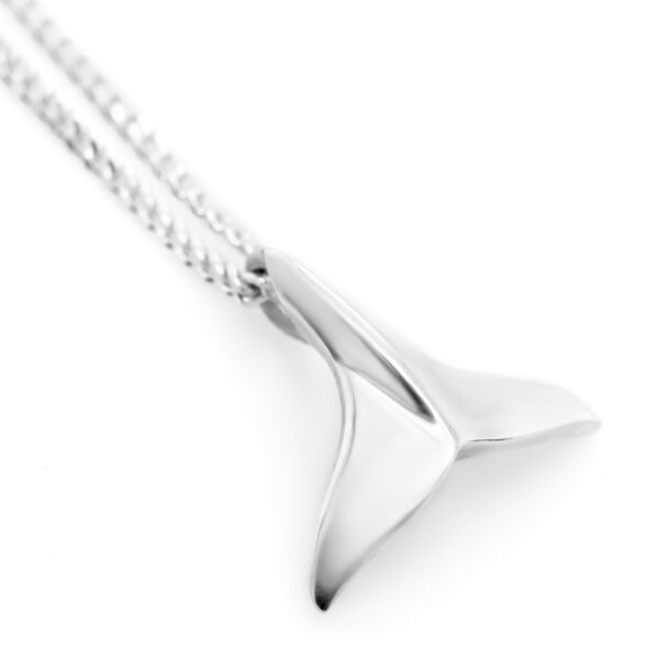 Tiny Whale Tail Fluke Necklace in Sterling Silver by World Treasure Designs