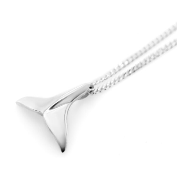 Whale Tail Pendant Necklace in Sterling Silver by World Treasure Designs