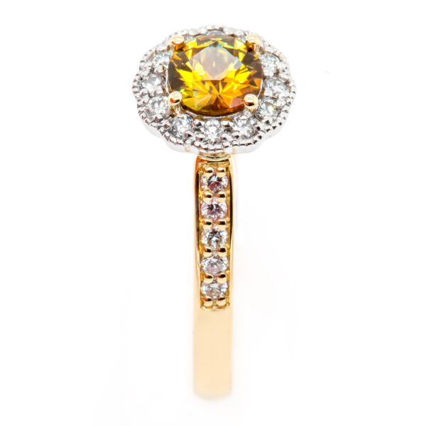 Australian Orange Parti Sapphire Ring in Yellow Gold by World Treasure Designs