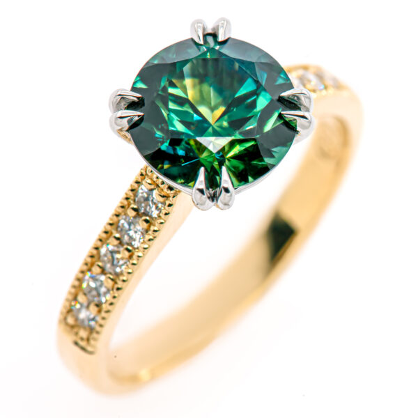 Australian Parti Sapphire Ring Teal in Yellow Gold by World Treasure Designs