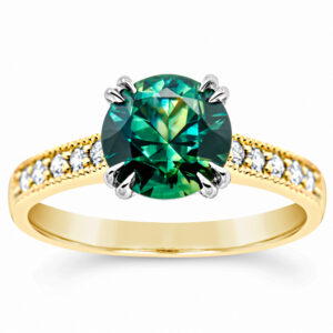 Teal Australian Parti Sapphire Ring in Yellow Gold by World Treasure Designs