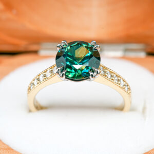 Peacock Parti Sapphire Ring Australian in Yellow Gold by World Treasure Designs