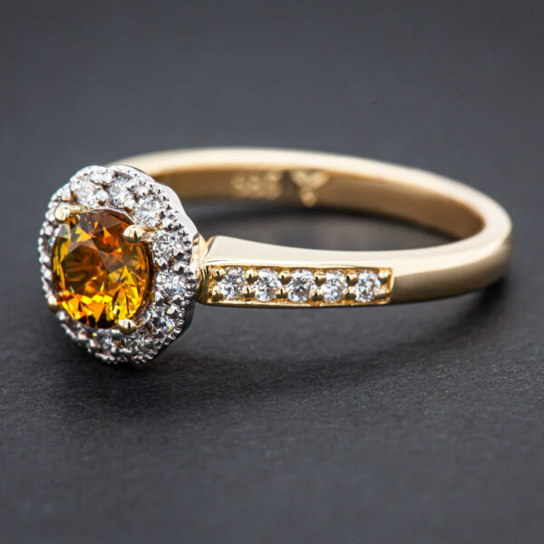 Orange Parti Sapphire Ring Australian Sapphire in Yellow Gold by World Treasure Designs