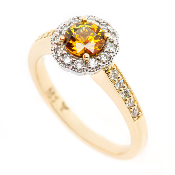 Orange Yellow Australian Parti Sapphire Ring in Yellow Gold by World Treasure Designs