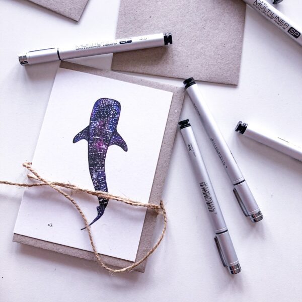 Whale Shark hand drawn on recycled paper by ELK Draws