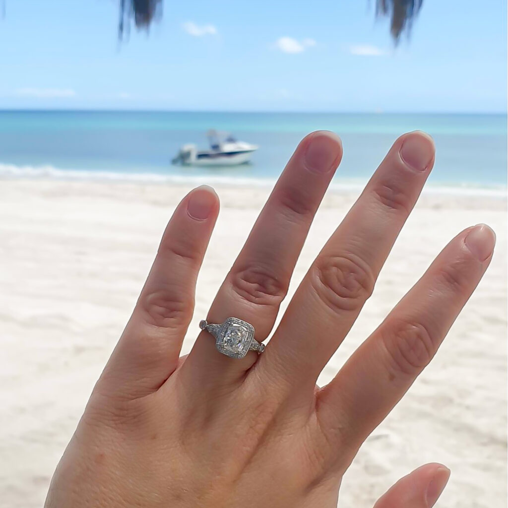 Diamond Engagement Ring Beach Proposal by World Treasure Designs