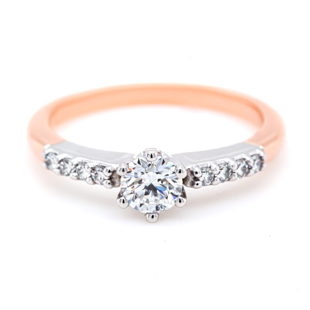 Engagement Ring Diamonds and White + Rose Two Tone Gold by World Treasure Designs