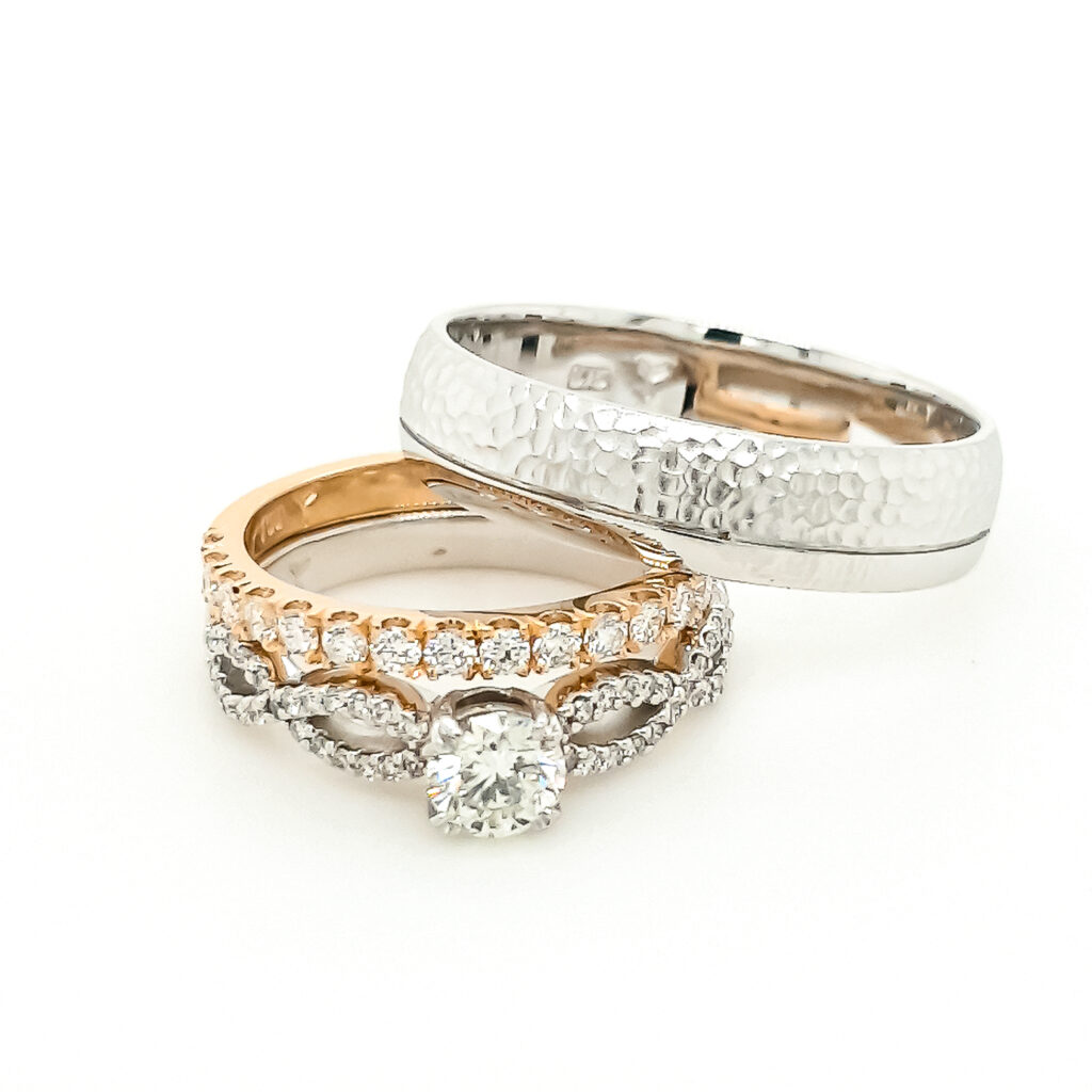 Wedding Ring Set His and Hers Gold Rings by World Treasure Designs